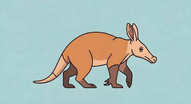 Whimsical cartoon armadillo walking on light blue background for playful branding and editorial use