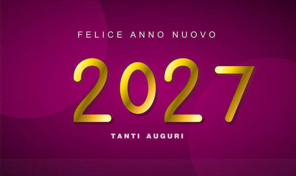 Felice Anno Nuovo 2027 banner vector design with golden numbers on purple background template
