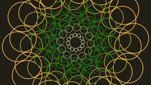 Abstract Circular Pattern Formation Observing Interlacing Rings Evolving in Dark Background