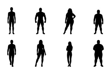 Obraz premium Diverse Human Silhouettes Collection, Male and Female Body Types, Vector Icons for Diversity and Inclusion