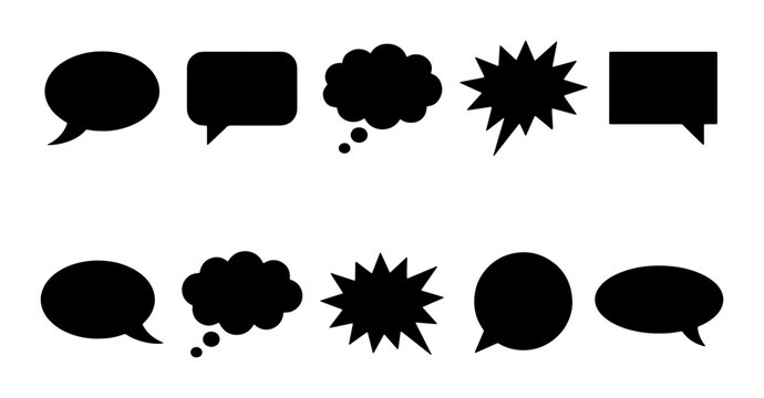 Speech Bubbles Vector Icons, Communication Shapes, Dialogue Clouds, Chat Boxes, Conversation Elements