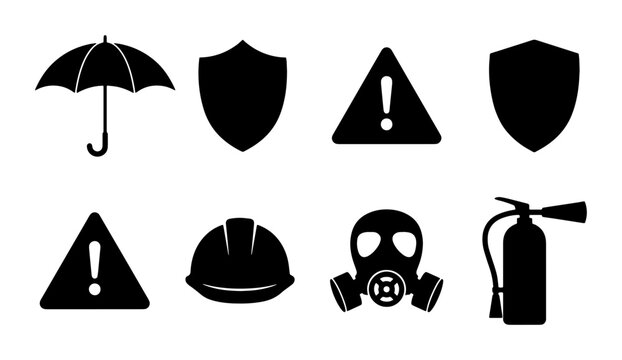 80 Safety Icons: Protection, Warning, Hazard Symbols, and Emergency Equipment Vector Set 100