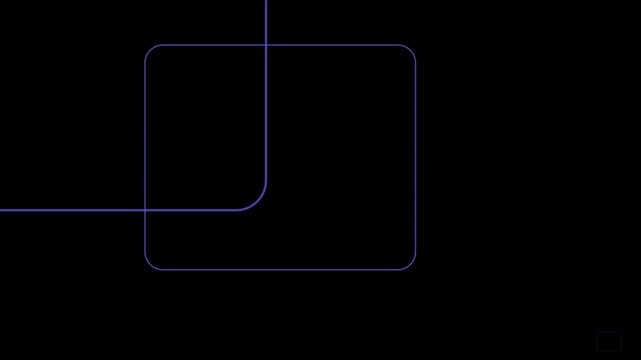 Minimalist abstract animation 4k background, with glowing neon, lines and rounded, square frame