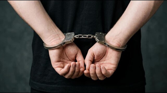 Person in Handcuffs with Hands Behind Their Back a Powerful Symbol of Arrest Crime and Justice System