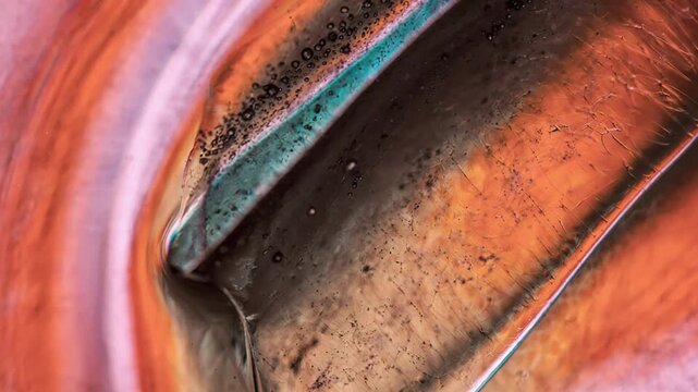Gemstone texture with fire and light, luxury crystal abstract background with orange and blue iridescence