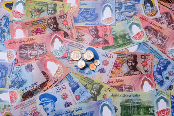 Brunei paper money, dollar banknotes and sen coins as currency for exchange or travel. Brunei money © chernikovatv