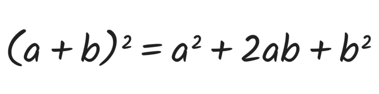 Handwritten square of a sum formula, algebra, mathematics and education