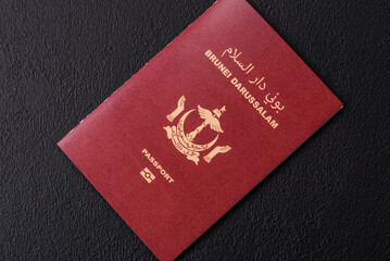 Brunei passport for travelling, flying and doing business. Brunei document, id © chernikovatv
