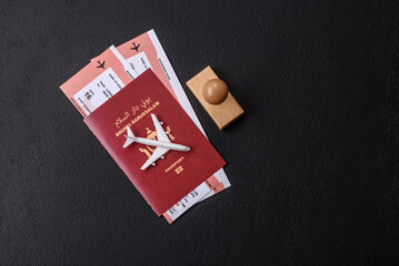Brunei passport for travelling, flying and doing business. Brunei document, id © chernikovatv