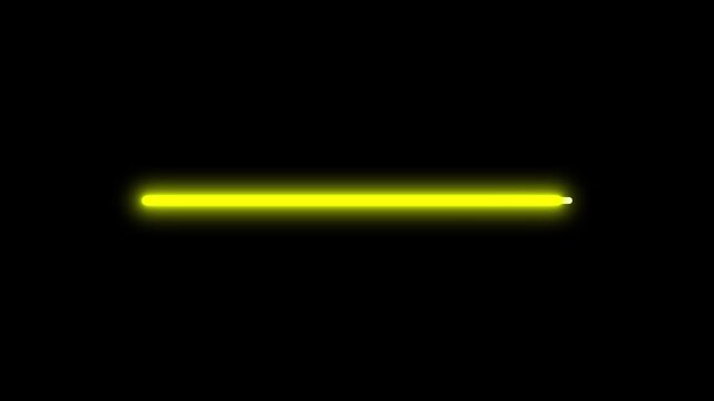 Neon yellow progress bar loading line ui element isolated on black background.