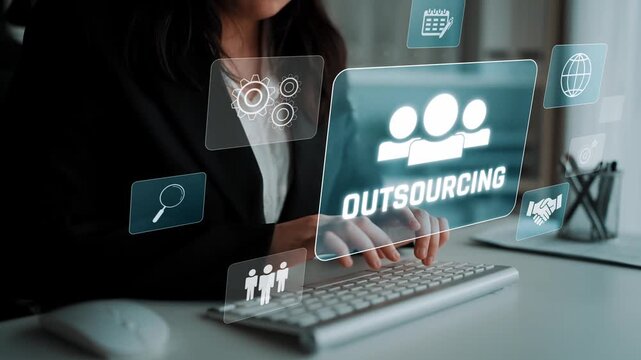 Outsourcing concept showing collaboration, delegation, global workforce, productivity, and task management through remote teams and external service providers Marrow