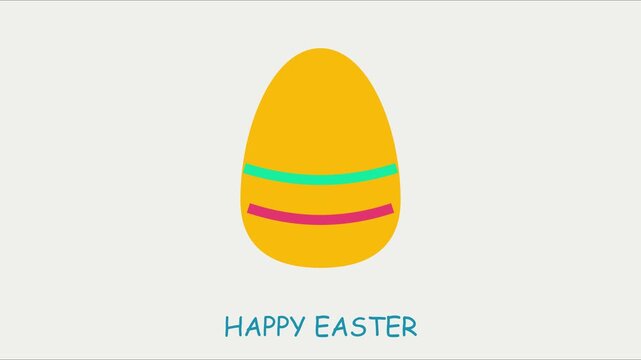 Happy easter greeting animation with minimalist yellow egg and colorful stripes 4k
