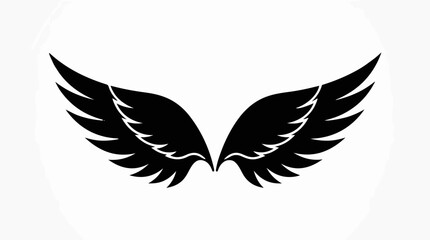 Fototapeta premium Minimalist black silhouette of angel wings on a white background