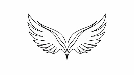 Fototapeta premium Minimalist black line art illustration of a pair of bird wings