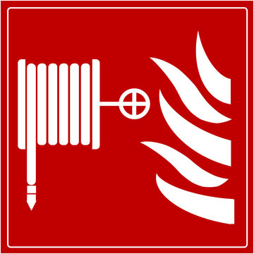 Fire Hose Reel Safety Sign ISO Emergency Symbol Vector