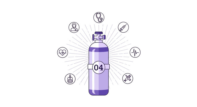 Medical Oxygen Tank With Relevant Icons Illustrates Health Treatment and Care Options