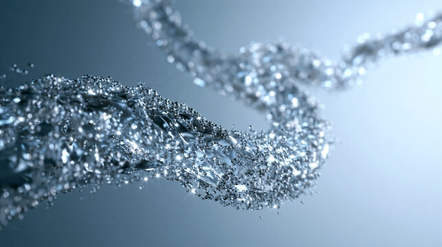 Water Splash Swirl in Motion with Glistening Droplets