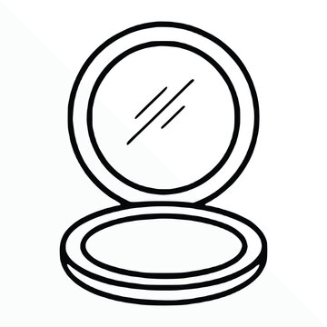 Open Compact Mirror Line Art Icon