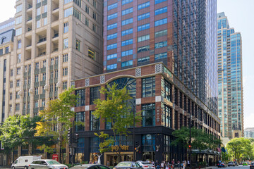 Fototapeta premium Shops along the Magnificent Mile in Chicago Illinois USA