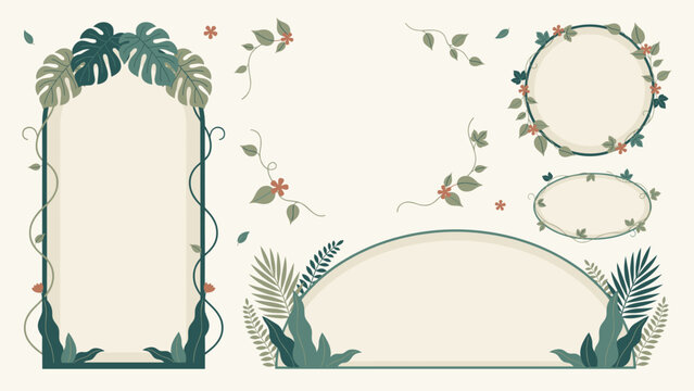 Editorial plant arch frame vector resource &ndash; Suitable for eco-friendly branding, spa menu layouts, or nature-inspired web banners.
