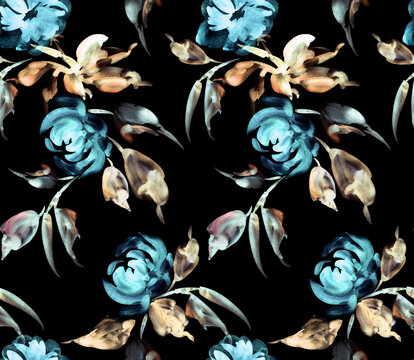 Watercolor flowers pattern. Seamless hand draw floral pattern.