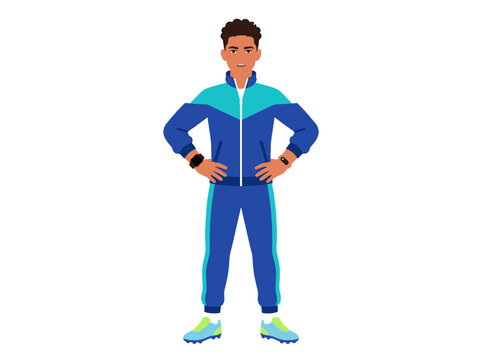 Athletic Man Posed Confidently In Sportswear And Smartwatch