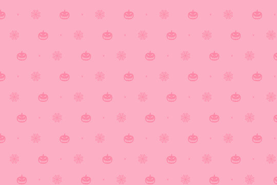 Pink Halloween seamless pattern with pumpkin and spiderweb icons, cute pastel wallpaper for wrapping paper, banner and fabric design