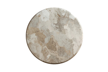 Fototapeta premium Round beige marble stone disc with weathered mottled texture