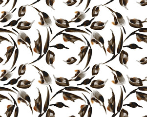 Seamless watercolor leaves pattern. Hand draw floral pattern © akın demirci