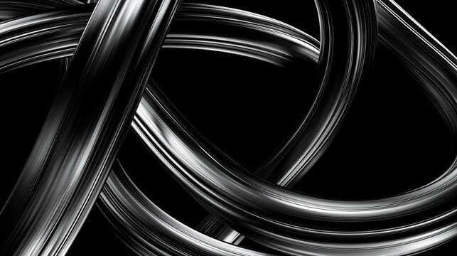 Black and white abstract background with multiple curved lines that form an infinity symbol.