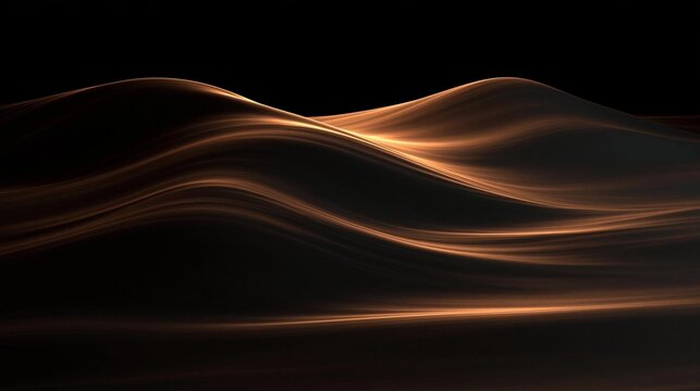 Abstract digital art piece that appears to be a wave-like pattern. the background is black, and the wave is made up of thin, wavy lines that create a sense of movement and depth.