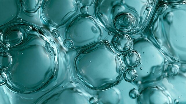 Close-up of a group of bubbles. the bubbles are of different sizes and shapes, with some being larger and some being smaller.