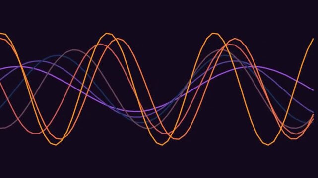 Abstract Waveforms Moving in Colorful Light Trails in Dark Background