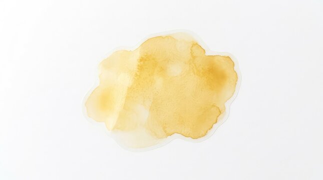 Abstract yellow watercolor stain or alcohol ink splash isolated on white background