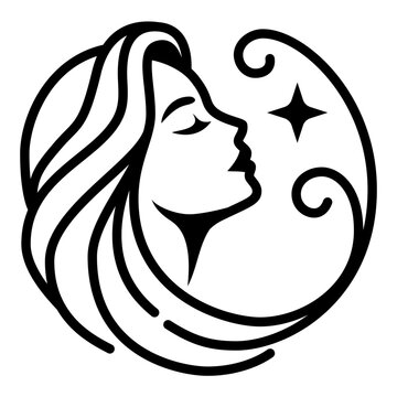 Elegant Woman Profile with Flowing Hair Vector