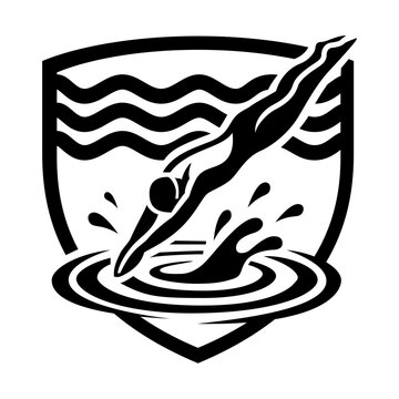 Competitive Swimmer Diving into Swimming Pool Vector