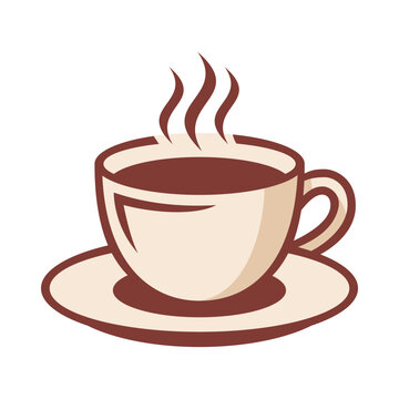 Hot Coffee Cup with Saucer Simple Vector Illustration