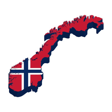 Norway country map vector illustration with national flag pattern and 3D effect isometric vector scandinavian country european geography flag design nordic country geographic map territory vect