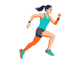 Fototapeta premium Active Woman Running In Athletic Wear And Smartwatch Fitness And Lifestyle