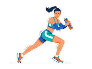 Fototapeta premium Active Woman Hydrating During Energetic Workout Session