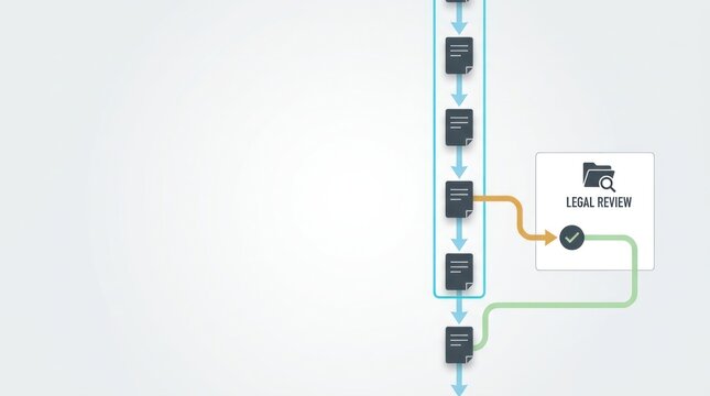 Contract deviation legal review workflow with document routing, separate approval branch, cleared return and copy space for business compliance process