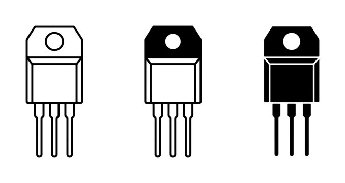 Electronic Components, Transistor Icons, Semiconductor Devices, Technology Vector Set