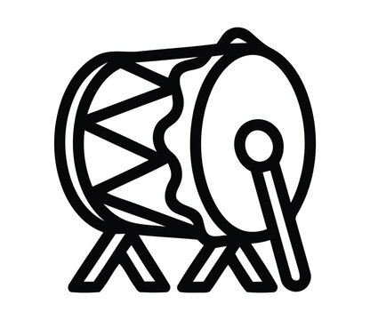 Line art depiction showcases a traditional darbuka drum with a black outline