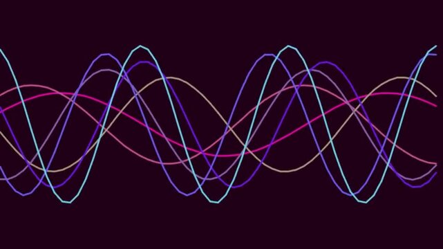 Wavy Light Waves Moving Across Dark Background