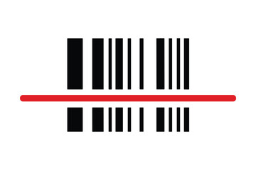 Obraz premium Barcode Scan: A clear visual representation of a barcode being scanned by a red laser line, symbolizing commerce, technology, and product identification.