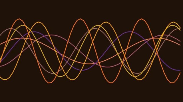 Waveforms Moving in Colorful Oscillations Across Dark Background