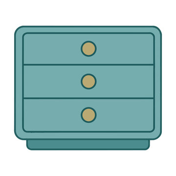 Modern chest of drawers with clean lines and circular handle insets on a white background minimalist furniture design