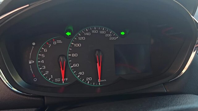 Vehicle instrument cluster with hazard lights activated