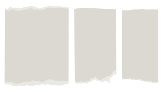 Paper frame set with jagged edges, beige square and rectangle torn paper sheet collection, vector illustration. Pages