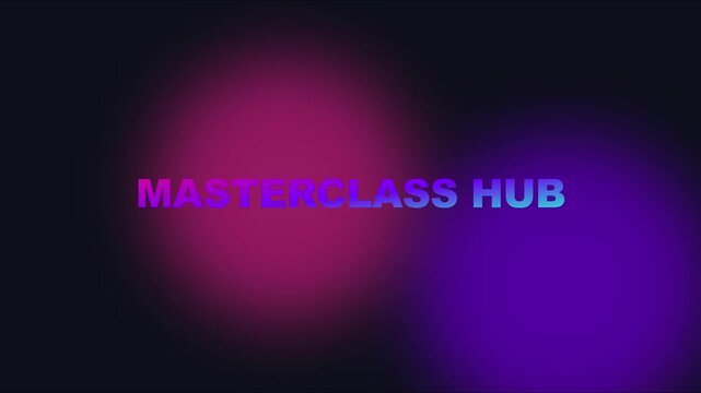 Masterclass hub neon gradient title motion for online education and e-learning platforms animation 4k